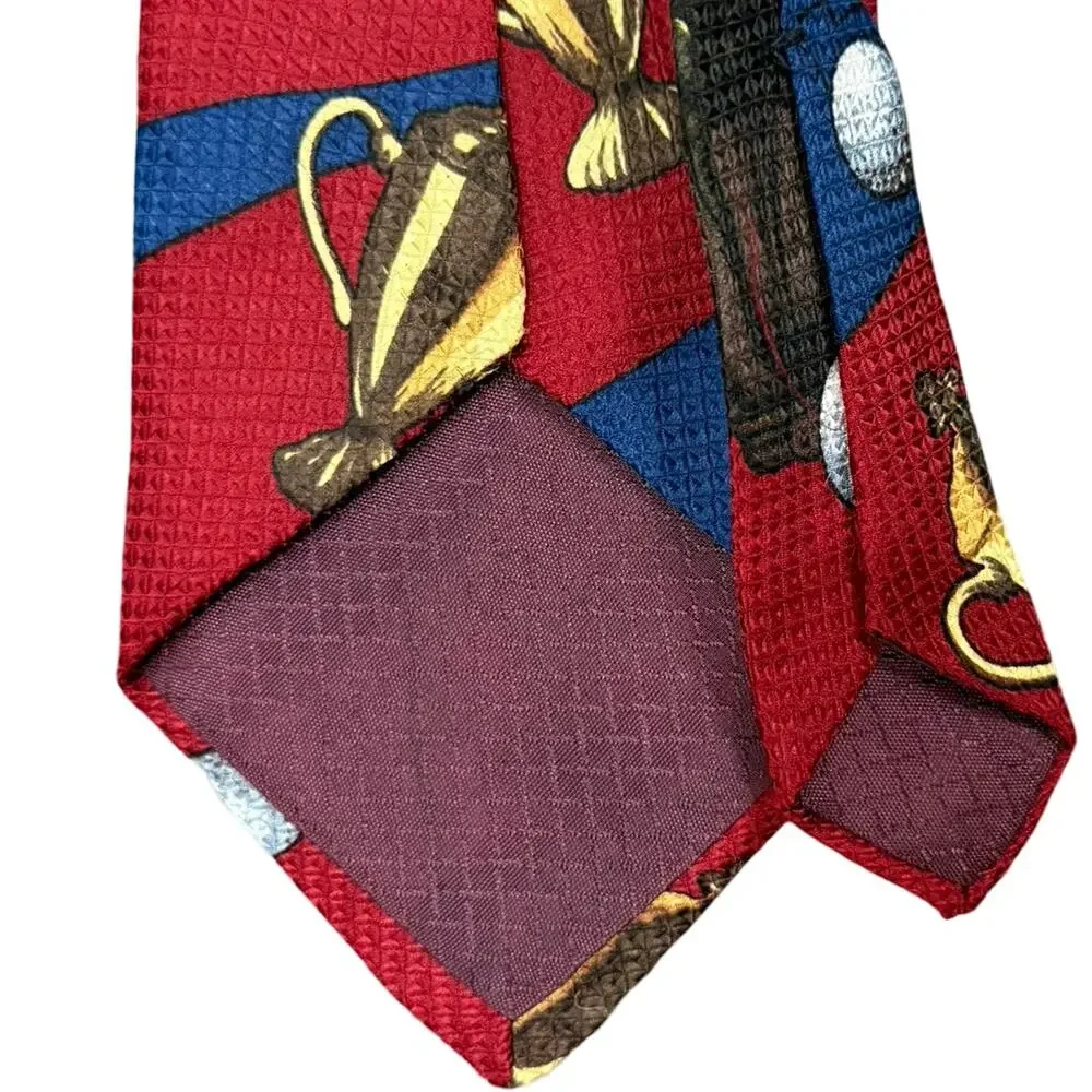 Vintage 90s Christian Dior Monsieur Golf Ball Clubs Championship Necktie Tie